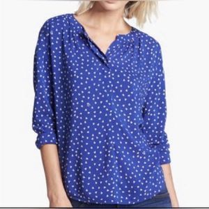 Juicy Couture Blue Heart print Blouse Size M